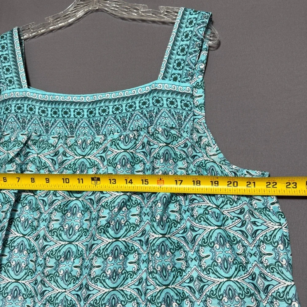 Talbots Tank Top Womens 2X Plus Paisley Blue Boho Resortwear Coastal Grandma